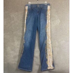 Vintage Roberto Cavalli Jeans Womens Medium 31X32 Satin Velvet Side Panel Boho